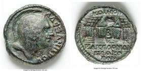 MACEDON. Koinon of Macedon. Gordian III (AD 238-244). AE (26mm, 14.36 gm, 1h). VF, tooled. AΛЄΞANΔPOY, helmeted head of Alexander III the Great, bowl ...