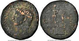MACEDON. Philippi. Claudius (AD 41-54). AE (25mm, 9.23 gm, 5h). NGC VF 3/5 - 3/5. TI CLAVDIVS CAES AVG P M TR P IMP P P, bare head of Claudius left / ...