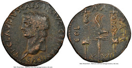 ACHAEA. Patrae. Claudius (AD 41-54). AE (27mm, 8.41 gm, 2h). NGC Choice Fine 4/5 - 3/5. TI CLAVDIVS CAESAR AVG GERMANICVS, bare head of Claudius left ...
