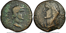BOSPORAN KINGDOM. Aspurgus (Ca. AD 14-38). AE 12 units (21mm, 7.05 gm, 12h). NGC VF 4/5 - 3/5, edge flaw. TIBEPIOY-KAIΣAPOΣ, laureate head of Tiberius...