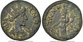 AEOLIS. Temnus. 3rd century AD. AE (18mm, 3.15 gm, 1h). NGC Choice XF 4/5 - 3/5. TH-MNOC, turreted, draped bust of the Tyche of Temnus right, seen fro...