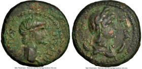 LYDIA. Nysa. Nero (AD 54-68). AE (16mm, 3.90 gm, 11h). NGC Choice VF 5/5 - 3/5. ΝΕΡΩΝ-ΚΑΙϹΑΡ, bare head of Nero right / ΝΥϹΑ-ΕΩΝ, bust of Men right, s...