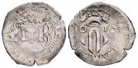 Felipe III (1598-1621). Dieciocheno. 1610. Valencia. (FM-28). Ag. 1,97 g. Adorno lobulado en anverso y dos puntos entre hojas. Muy rara. MBC-. Est...1...