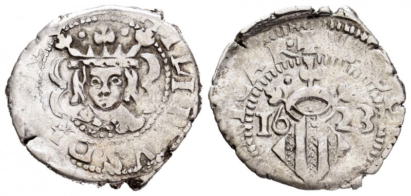 Felipe IV (1621-1665). Dieciocheno. 1623. Valencia. (FM-89). Ag. 2,32 g. Corbatí...