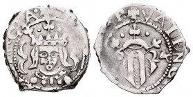 Felipe IV (1621-1665). Dieciocheno. 1624. Valencia. (Ffc-94). Ag. 2,26 g. Vestimenta tipo A. Leyenda del anverso terminada en ACIA. MBC-. Est...60,00.