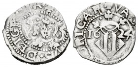 Felipe IV (1621-1665). Dieciocheno. 1624. Valencia. (FM-no cita). Ag. 1,86 g. Tipo Calavera. MBC-/MBC. Est...45,00.