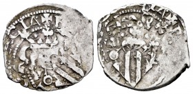 Felipe IV (1621-1665). Dieciocheno. 1624. Valencia. (FM-no cita). Ag. 2,01 g. Acuñado reverso sobre anverso. MBC-. Est...75,00.