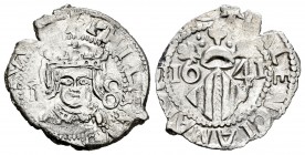 Felipe IV (1621-1665). Dieciocheno. 1641. Valencia. (FM-117 variante). Ag. 2,01 g. Valor 1-8. Punto sobre corona. EBC-. Est...120,00.