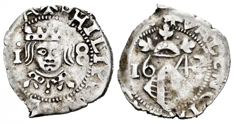 Felipe IV (1621-1665). Dieciocheno. 1642. Valencia. (FM-127 variante). Ag. 2,02 ...