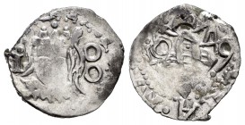 Felipe IV (1621-1665). Dieciocheno. 1649. Valencia. (FM-149 variante). Ag. 1,95 g. 9 largo y caido. Ocho del valor formado por dos ceros muy separados...