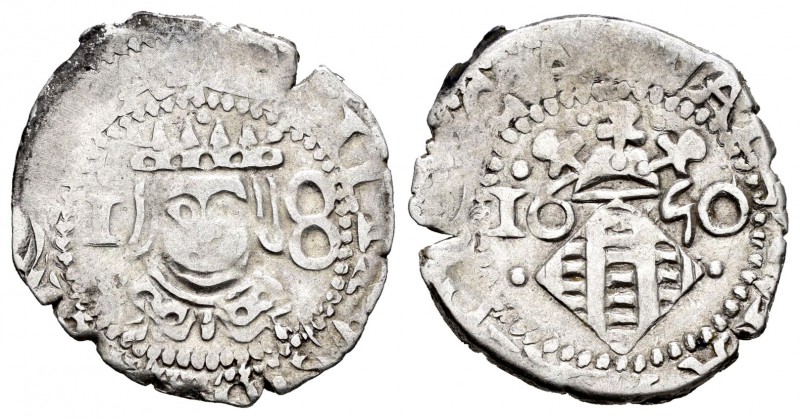 Felipe IV (1621-1665). Dieciocheno. 1650. Valencia. (FM-154). Ag. 1,93 g. Corona...