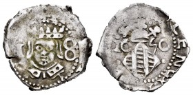 Felipe IV (1621-1665). Dieciocheno. 1650. Valencia. (FM-154 variante). Ag. 2,11 g. Corona de 6 puntas con punto encima. MBC-. Est...65,00.