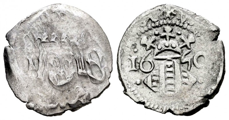 Felipe IV (1621-1665). Dieciocheno. 1650. Valencia. (FM-157 variante). Ag. 2,04 ...