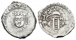 Felipe IV (1621-1665). Dieciocheno. 1651. Valencia. (FM-164 variante). Ag. 1,84 g. Sin punto sobre corona de seis puntas. Leyenda del anverso termina ...