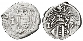 Felipe IV (1621-1665). Dieciocheno. 1653. Valencia. (FM-170). Ag. 1,97 g. Punto sobre corona. BC+/MBC. Est...50,00.