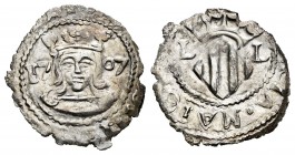 Carlos III, Pretendiente. Dieciocheno. 1707. Valencia. (Cal-43). Ag. 1,65 g. Escudo entre L-L. Escasa. EBC. Est...90,00.