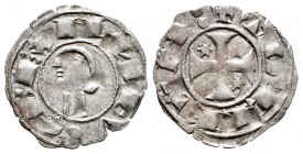Reino de Castilla y León. Alfonso VIII (1158-1214). Dinero. Toledo. (Bautista-40.11). Rev.: TOLLETA:. Ve. 0,52 g. MBC. Est...20,00.