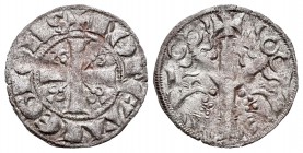 Reino de Castilla y León. Fernando III (1217-1252). Dinero. León. (Bautista-329.1). Ve. 0,69 g. Puntos bajo las intersecciones de las ramas. EBC-. Est...