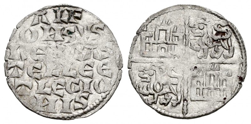 Reino de Castilla y León. Alfonso X (1252-1284). Dinero de seis líneas. (Abh-360...