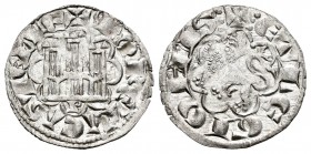 Reino de Castilla y León. Alfonso X (1252-1284). Novén. Burgos. (Bautista-394). Ve. 0,67 g. B bajo el castillo. Orla deanverso sin puntos y de reverso...