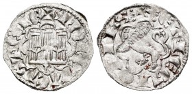 Reino de Castilla y León. Alfonso X (1252-1284). Novén. Burgos. (Bautista-394 variante). Ve. 0,78 g. Con B que parece una P bajo el castillo. Orla del...