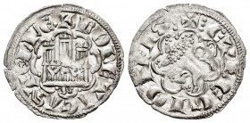 Reino de Castilla y León. Alfonso X (1252-1284). Novén. Burgos. (Bautista-394 variante). Ve. 0,74 g. Curiosa B bajo el castillo. Orla de puntos en anv...