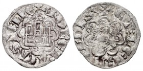 Reino de Castilla y León. Alfonso X (1252-1284). Novén. Burgos. (Bautista-394 variante). Ve. 0,65 g. Curiosa B bajo el castillo. Orla de puntos en anv...