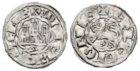 Reino de Castilla y León. Alfonso X (1252-1284). Novén. Sevilla. (Bautista-400 variante). (Mozo-10.11.32 variante). Ve. 0,82 g. S bajo el castillo. Le...