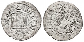 Reino de Castilla y León. Alfonso X (1252-1284). Novén. Toledo. (Bautista-401 variante). Ve. 0,77 g. T con punto a derecha debajo del castillo. Con 3 ...
