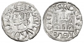 Reino de Castilla y León. Sancho IV (1284-1295). Cornado. (Bautista-425 variante). Anv.: Corona con estrella encima. Rev.: Puerta con arco y LELE entr...