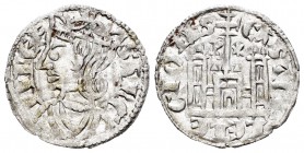 Reino de Castilla y León. Sancho IV (1284-1295). Cornado. Burgos. (Bautista-427 variante). Anv.: Roel en corona. Rev.: B y estrella a los lados de la ...
