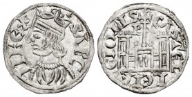 Reino de Castilla y León. Sancho IV (1284-1295). Cornado. Burgos. (Bautista-427.1 variante). Anv.: Estrella encima de la corona. Rev.: B y estrella a ...