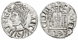Reino de Castilla y León. Sancho IV (1284-1295). Cornado. Burgos. (Bautista-427.2 variante). Anv.: Corona con rombo. Rev.: B con punto y estrella a lo...