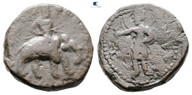 Kushan Empire. Vima Kadphises AD 113-127. Tetradrachm Æ