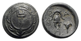 Kings of Macedon, Alexander III ‘the Great’ (336-323 BC). Æ Unit (15mm, 3.76g, 12h). Sardes, c. 319-5. Macedonian shield, boss decorated with facing k...