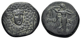 Pontos, Amisos, time of Mithradates VI, c. 85-65 BC. Æ (21mm, 7.83g, 12h). Aegis with Gorgoneion in centre. R/ Nike advancing r. holding wreath and pa...