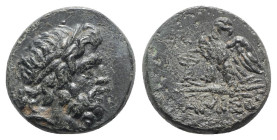 Pontos, Amisos, time of Mithradates VI, c. 85-65 BC. Æ (20.5mm, 8.57g, 12h). Laureate head of Zeus r. R/ Eagle standing l., head r., on thunderbolt; m...
