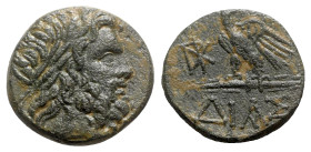 Bithynia, Dia, c. 85-65 BC. Æ (19mm, 7.71g, 12h). Laureate head of Zeus r. R/ Eagle standing l. on thunderbolt, head r.; monogram in l. field. SNG BM ...