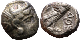 ATTICA, Athens. Circa 454-404 BC. Tetradrachm Obverse: Head of Athena right, with frontal eye, wearing earring, necklace, and crested Attic helmet Rev...