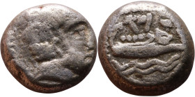 Phoenicia, Arados. Uncertain king. Circa 380-351 Silver coin. Obv: Bust of king. Rev: Galley

12mm 2,92g