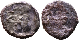 PHOENICIA: Sidon (4th century BC) Ar Obol Obverse: Galley l.; legend in Phoenician, Reverse. Persian king battling lion

9mm 0,87g