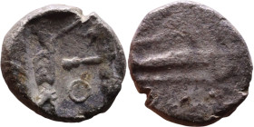 PHOENICIA: Sidon (4th century BC) Ar Obol Obverse: Galley l.; legend in Phoenician, Reverse. Persian king battling lion

8mm 0,92g