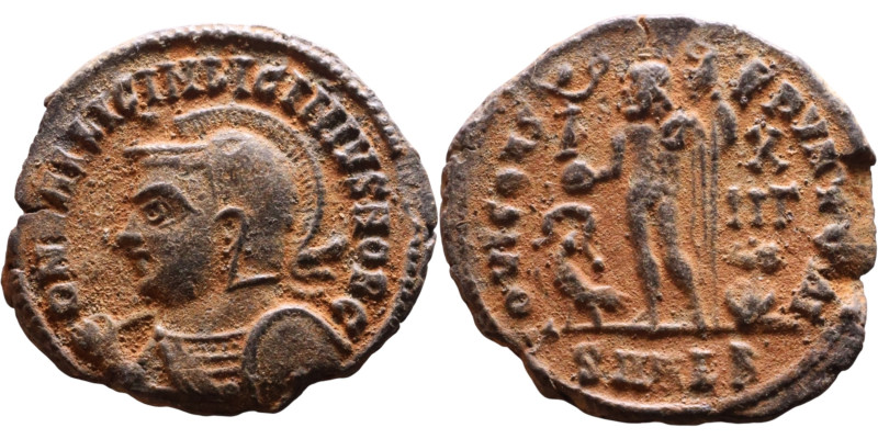 Licinius II (317-324) follis. Obv.: D N VAL LICIN LICINIVS NOB C, helmeted and c...