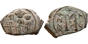 Heraclius, Martina and Heraclius Constantine (610-641) Follis Obverse: From left, Martina, Heraclius, heraclius Constantine Reverse: Large M, ANNO,
...
