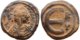 Justinian I (527-565) Pentanummium. Obverse: DN IVSTINIANVS PP AVG, diademed, draped, and cuirassed bust right Reverse: Large E

18mm 3,55g

Artif...