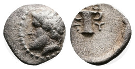 Thrace. Kotys I. Circa 383-359 BC. Silver Trihemiobol (11.49 mm, 0.88 g.). Bearded head of Kotys I left. Rev. KO/T-Y. Two-handled cup. HGC 3.2, 1696; ...