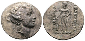 Thrace. Thasos. Circa 168-100 BC. Silver Tetradrachm (32.76 mm, 14.31 g.). Wreathed head of young Dionysos right. Rev. [ΗΡΑΚΛΕΟVΣ] / ΣΩΤΗΡΟΣ / ΘΑΣΙΩΝ....