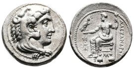 Kings of Macedon. Alexander III "the Great". Circa 325-323 BC. Silver Tetradrachm (27.02 mm, 17.15 g.). Myriandros or Issos. Head of Herakles right, w...