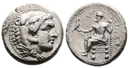 Kings of Macedon. Alexander III "the Great". 336-323 BC. Silver Tetradrachm (25 mm, 17.01 g.). Uncertain mint. Head of Herakles right, wearing lion-sk...