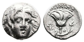 Caria. Islands off Caria. Rhodes. Circa 229-205 BC. Silver Hemidrachm (11.40 mm, 1.16 g.). Ameinias, magistrate. Radiate head of Helios facing slightl...
